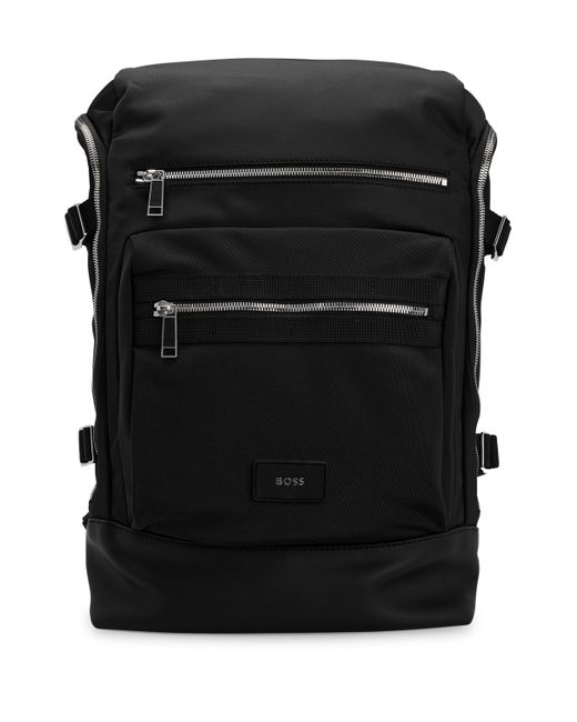 BOSS by HUGO BOSS Recycled-material Matte-look Backpack With Logo Detail in  Black for Men | Lyst