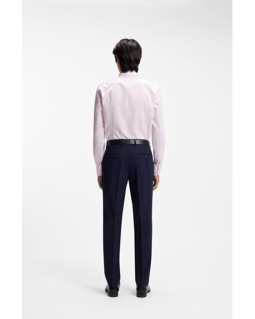 Boss Gestreept Slim-Fit Overhemd Van Katoenen Twill in het Pink voor heren