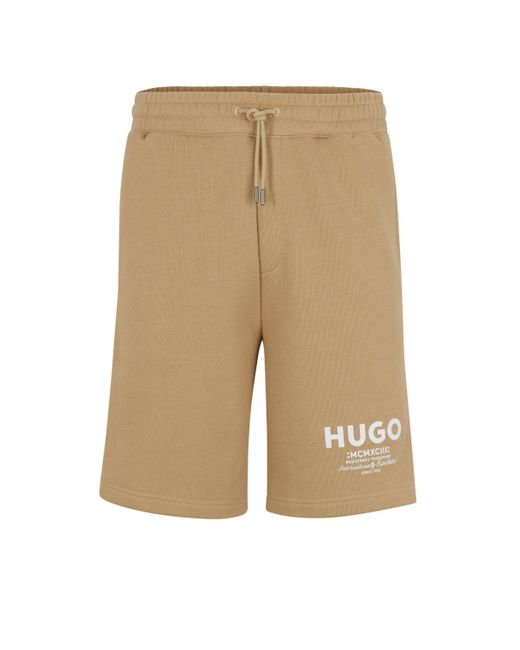 HUGO Shorts aus Baumwoll-Terry mit Logos der neuen Saison in Natural für Herren