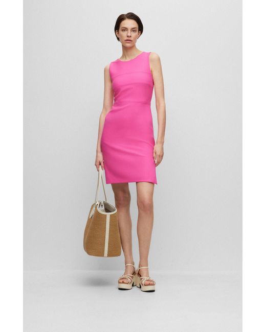 BOSS by HUGO BOSS Slim-fit Shift Dress With Cut-out Detail in Pink | Lyst  Canada