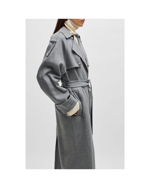 Boss Gray Belted Trench Coat