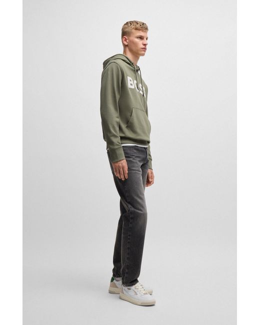 Boss Green Cotton-terry Relaxed-fit Hoodie With Contrast Logo for men