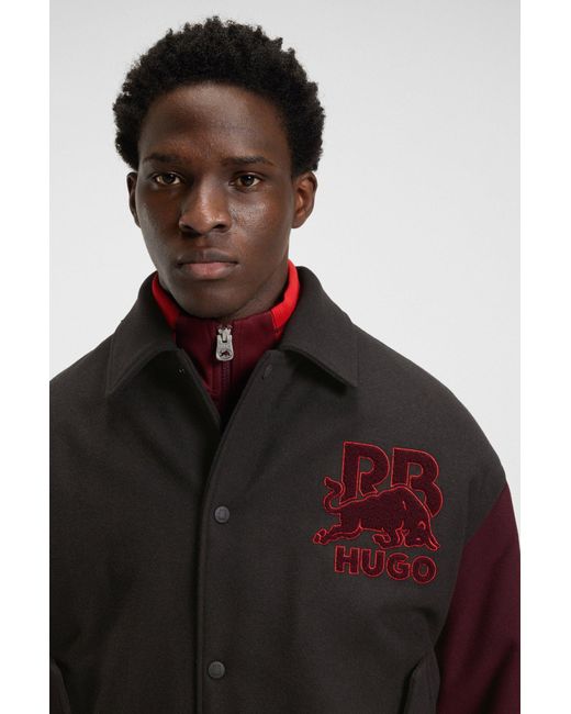 HUGO X Rb Regular-Fit College-Jacke Mit Stier-Grafiken in Black für Herren