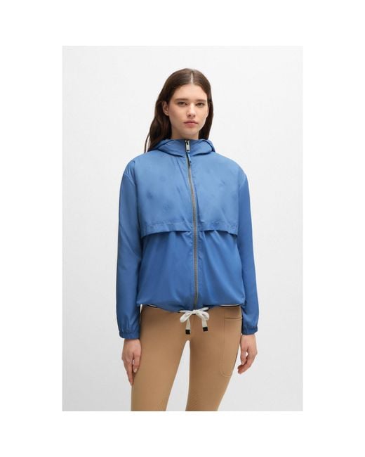 Boss Blue Equestrian Waterproof Rain Jacket With Double B Monogram Motif