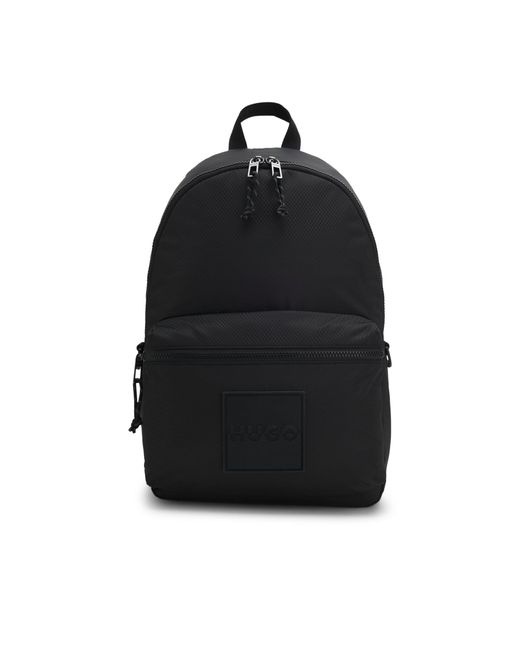 HUGO Black Ripstop Backpack With Split-Logo Patch for men