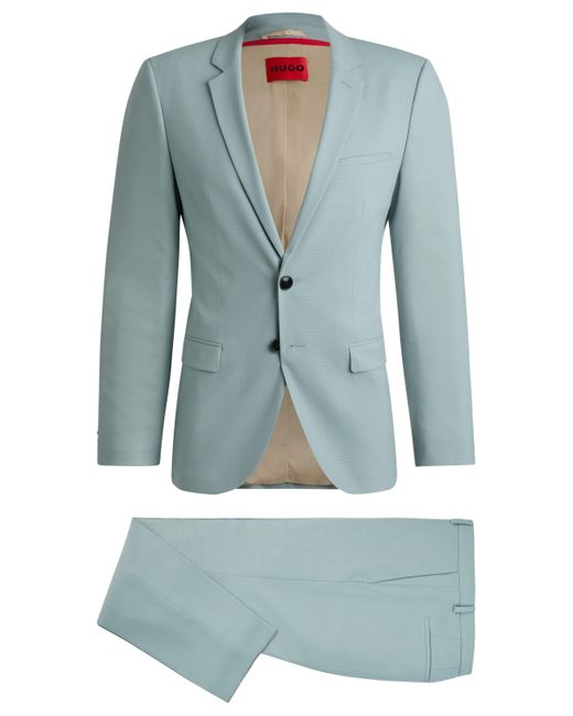 HUGO Extra Slim-Fit Anzug aus gemustertem Stretch-Gewebe in Blue für Herren