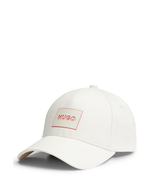 HUGO White Cotton-twill Cap With Logo Label for men