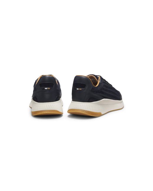 Boss Blue Ttnm Evo Trainers With Woven Uppers And Suede Trims for men