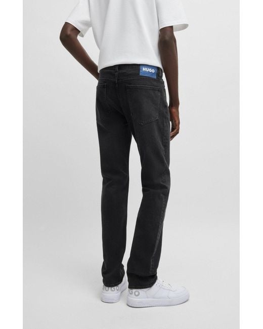 HUGO Slim-fit Jeans In Black Stretch Denim for men
