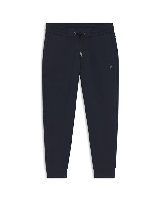 Boss Blue Casual Cotton-Blend Trousers With Cuffed Hems for men
