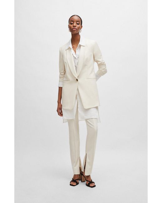Boss White Regular-fit Jacket In Performance-stretch Fabric