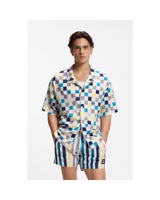HUGO Green Relaxed-Fit Shirt With Floral Print for men