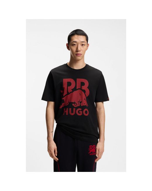 HUGO Black X Rb Cotton T-Shirt With Bull Motif for men