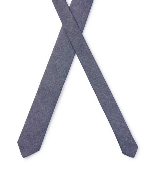 HUGO White Cotton-linen Tie With Pattern for men