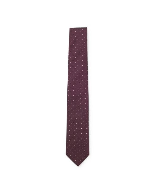 Boss Purple Silk-Blend Tie With Dot Pattern for men