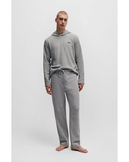Boss Gray Pajama Bottoms With Embroidered Logo for men