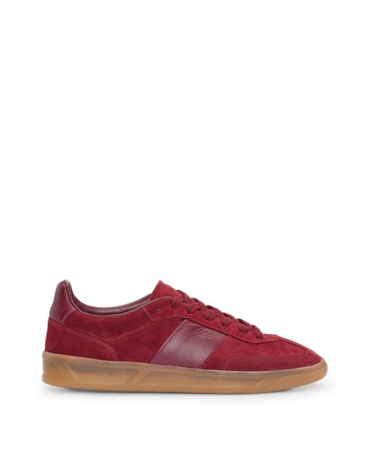 Boss Red Low-top Trainers In Leather And Suede