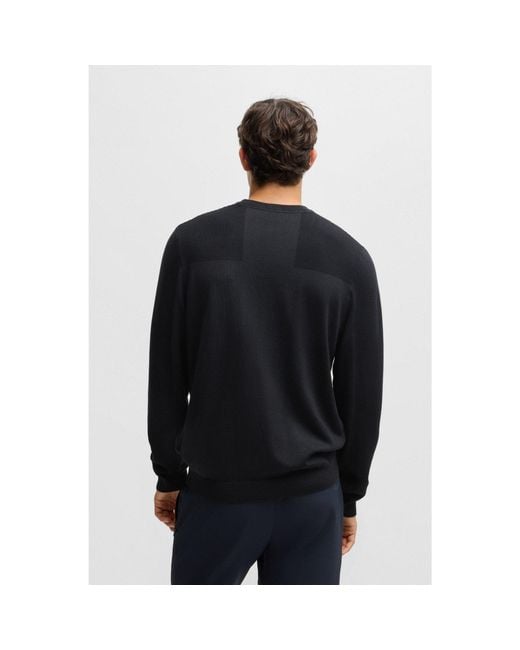 Boss Blue Branded Crew-Neck Sweater for men