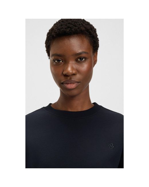 Boss Blue Cotton-Blend Sweatshirt With Double B Monogram