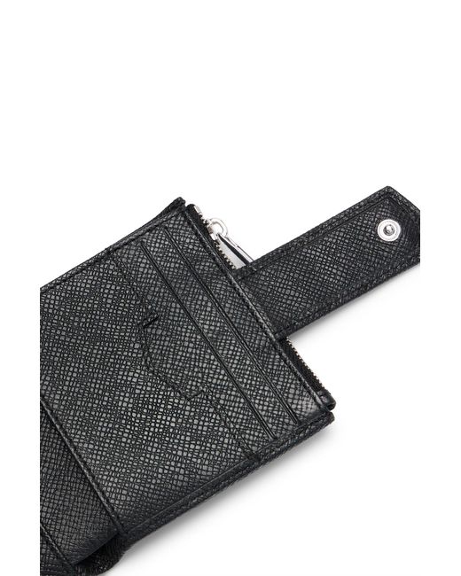 Boss Black Emed-leather Wallet With Polished Silver Hardware for men