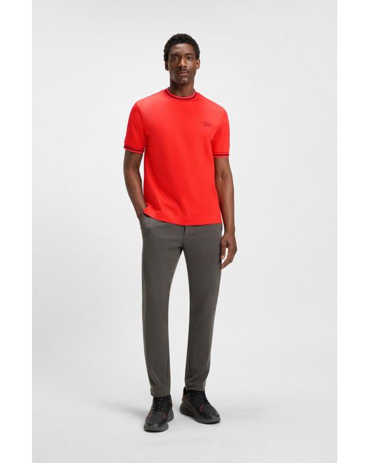 Boss Porsche X -T-Shirt Van Katoen Met Vochtregulerende Afwerking in het Red voor heren