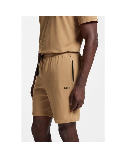 Boss Natural Logo-Embroidered Shorts for men