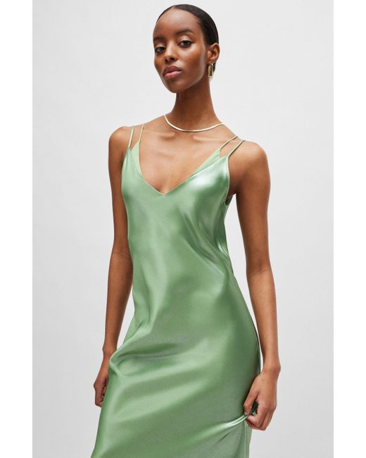 Boss Green Abendkleid aus weich fließendem Gewebe mit Layering-Ausschnitt