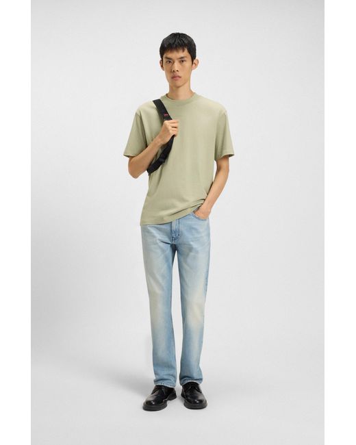 HUGO Relaxed-Fit T-Shirt Van Katoen Met Logoprint in het Green voor heren