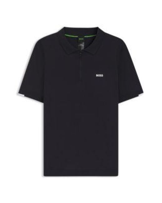 Pull À Encolure Polo Zippée En Coton Boss pour homme en coloris Black