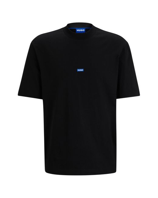 HUGO Black Small Logo Block Cotton T-shirt for men