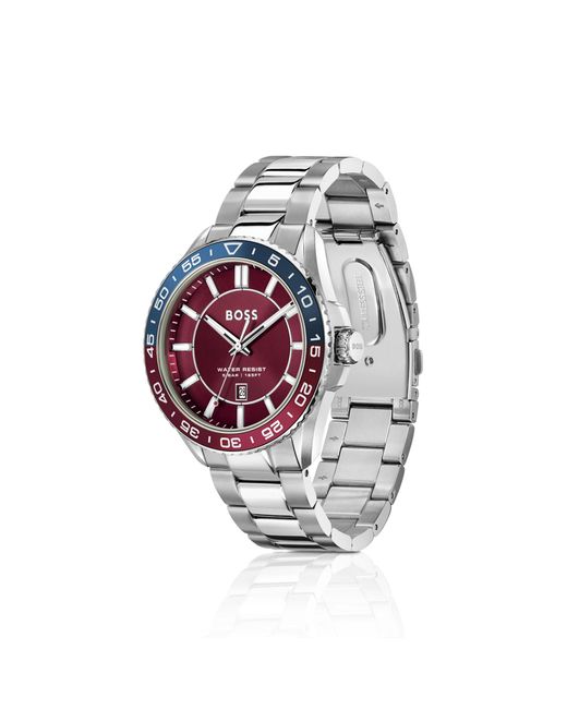 Boss Metallic Tone Watch With Dial And Rotating Bezel for men