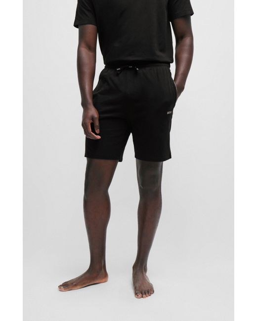 Boss Regular-Fit Shorts aus Stretch-Baumwolle mit Logo-Detail in Black für Herren