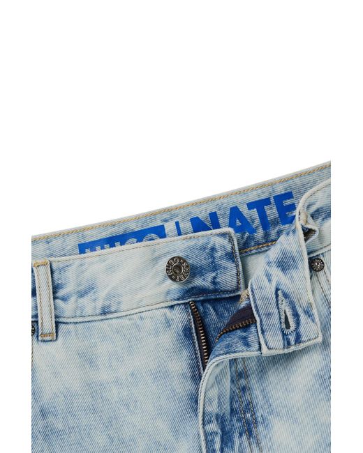 HUGO Baggy-fit Jeans In Light-blue Washed Denim for men