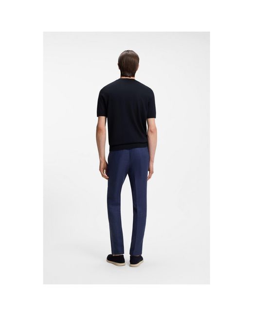Boss Blue Short-Sleeved Knit T-Shirt for men