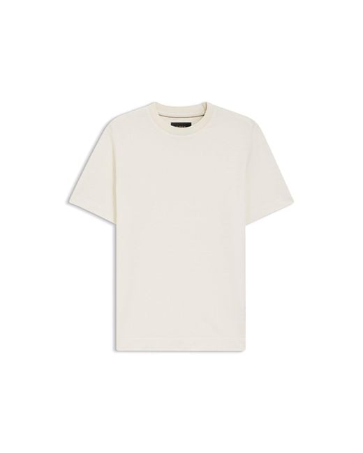 Boss White Cotton-Silk T-Shirt With Geometric Jacquard for men