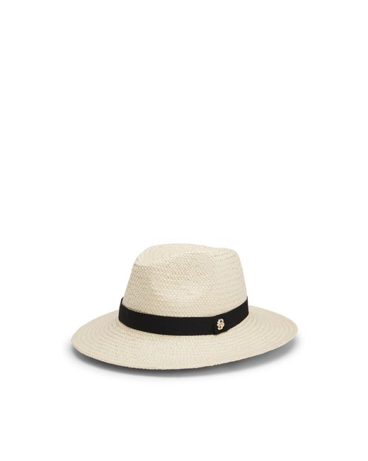 Boss White Raffia Panama Hat With Double B Monogram