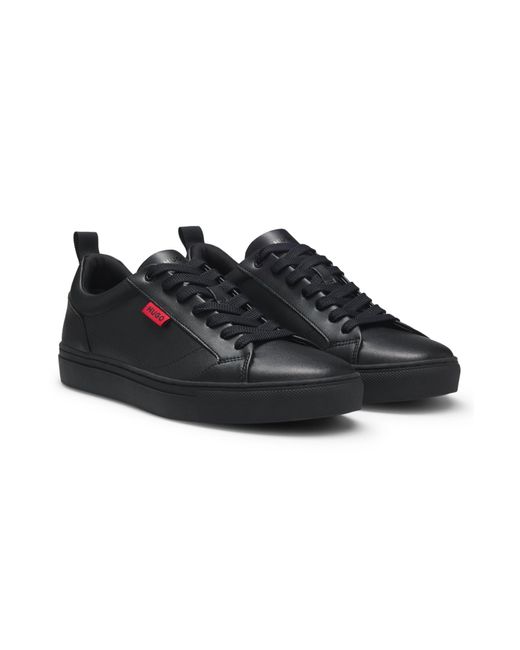 Baskets En Similicuir Avec Étiquette Logotée Rouge Dans La Couture Latérale HUGO pour homme en coloris Black