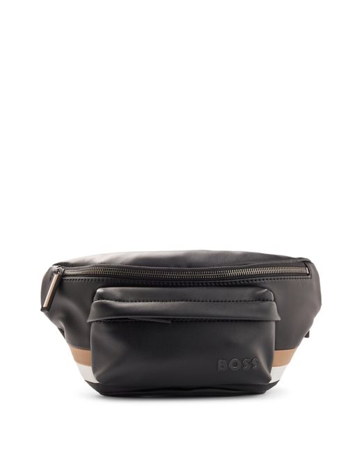 BOSS by HUGO BOSS Faux-leather Belt Bag With Signature-stripe Trims in  Black for Men | Lyst