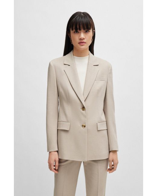 Boss Natural Single-breasted Jacket In Stretch Fabric