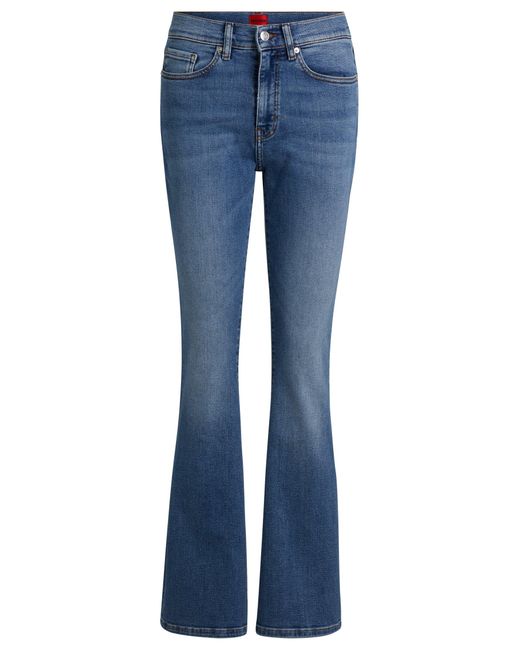 HUGO Skinny-fit Flared Jeans In Blue Super-stretch Denim