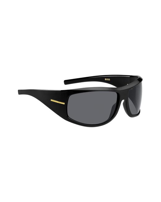 Boss Mask-style Sunglasses In Black With Gold-tone Hardware