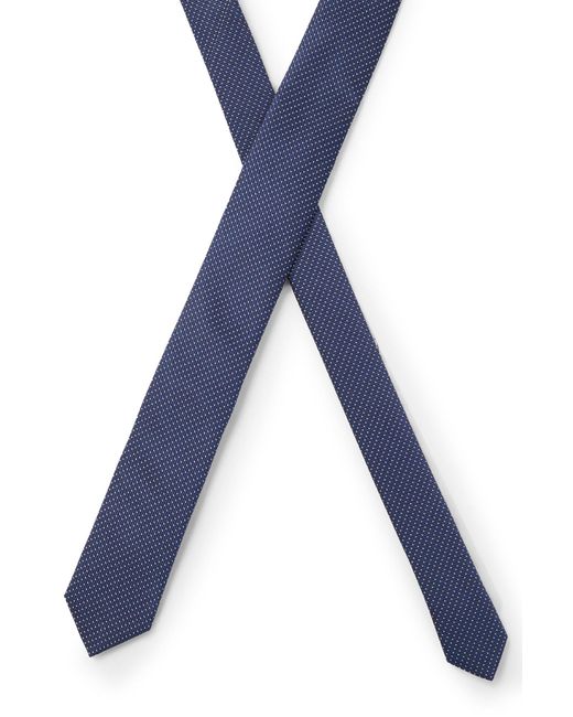 HUGO Blue Silk-blend Tie With Jacquard Pattern for men