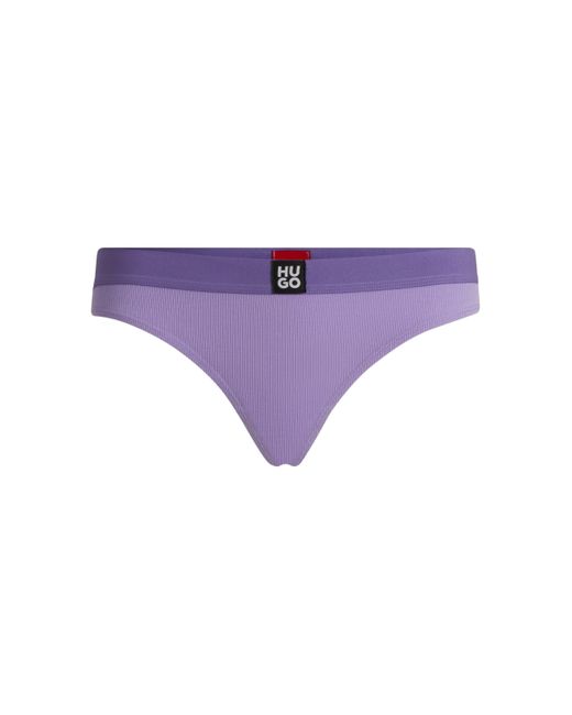 HUGO Purple Slip aus geripptem Stretch-Modal mit Stack-Logo am Bund