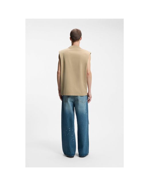 HUGO Green Sleeveless Cotton T-Shirt With Logo Patch for men