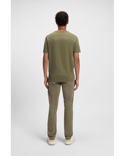 Boss T-Shirt Van Katoenen Jersey Met Logopatch in het Green voor heren