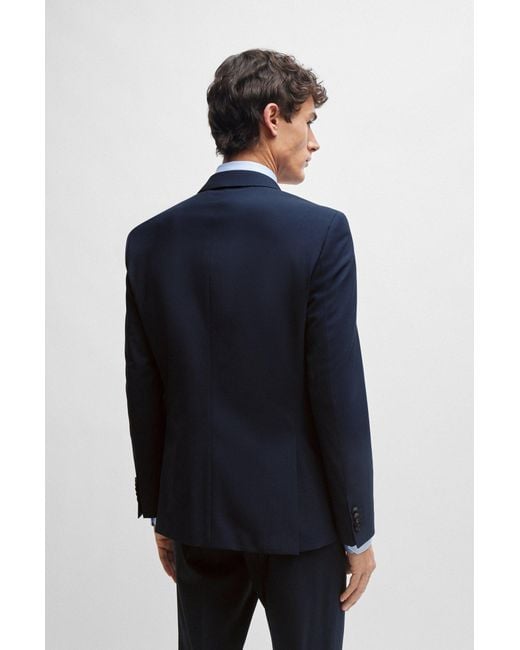 Boss Blue Slim-fit Suit In Stretch Virgin Wool for men