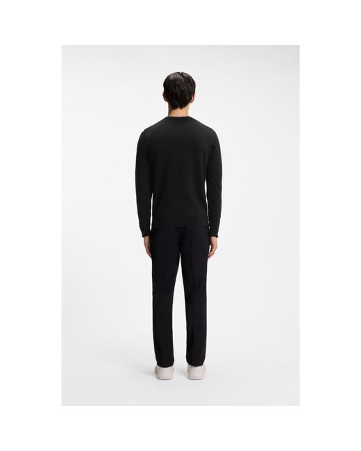 HUGO Black Cotton Sweater With Logo Label for men