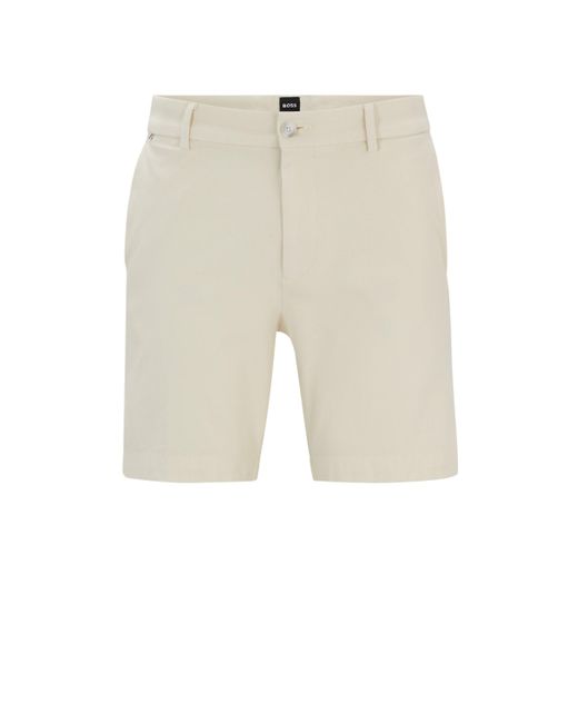 Boss Regular-Fit Shorts aus Stretch-Baumwolle mit mittlerer Bundhöhe in Natural für Herren