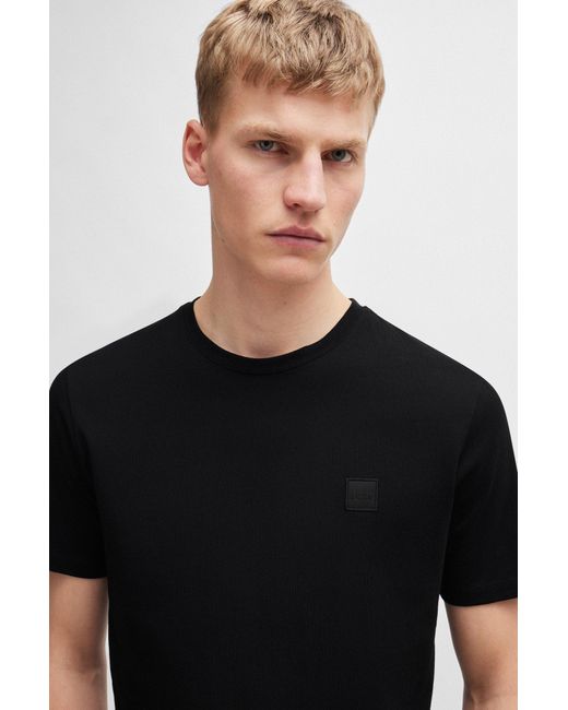 Boss Black Cotton-jersey T-shirt With Logo Patch for men