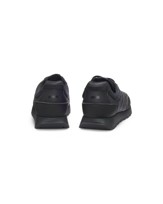 HUGO Black Low-Top Trainers With Monogrammed Uppers for men